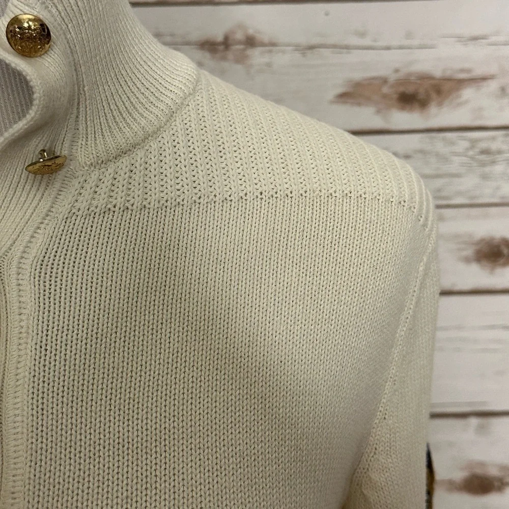 LRL Lauren Jeans Co classic old money ivory cotton mock neck sweater Size Large